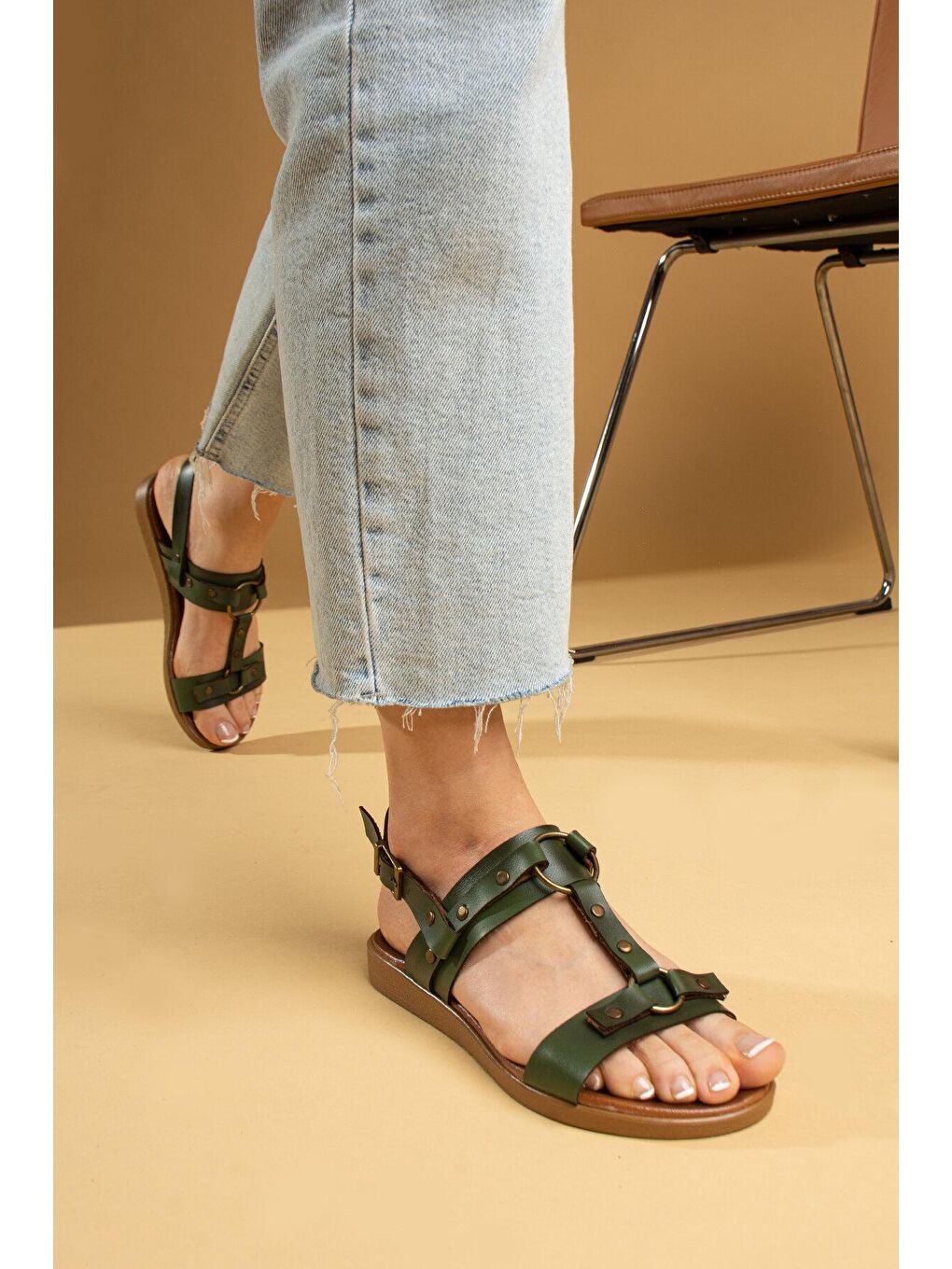 Haki Rahat Taban Kadın Sandalet 51-831-23-3