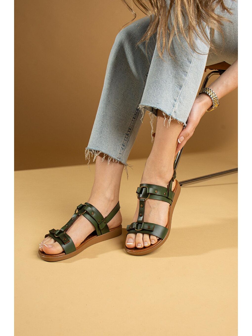 Haki Rahat Taban Kadın Sandalet 51-831-23-4