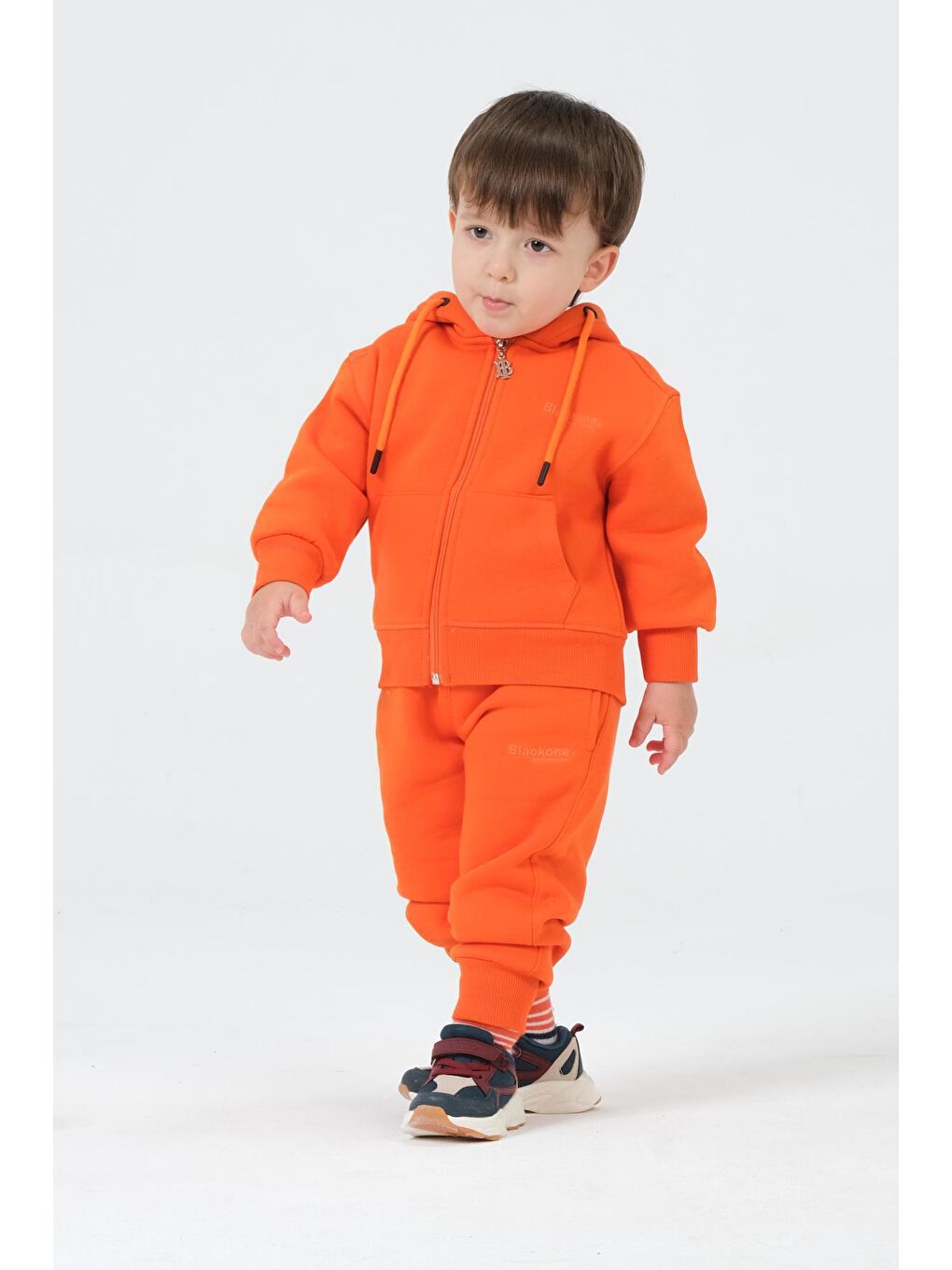 Turuncu Erkek Çocuk Kapüşonlu Eşofman Takımı