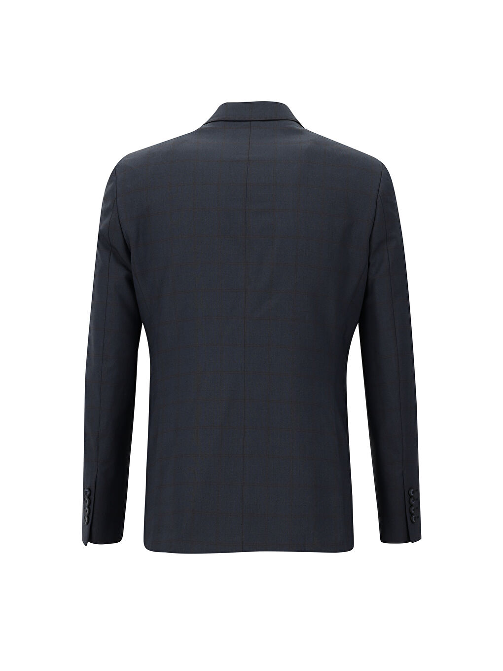 Lacivert Slim Fit Dar Kesim Klasik Ekose Takım Elbise-2