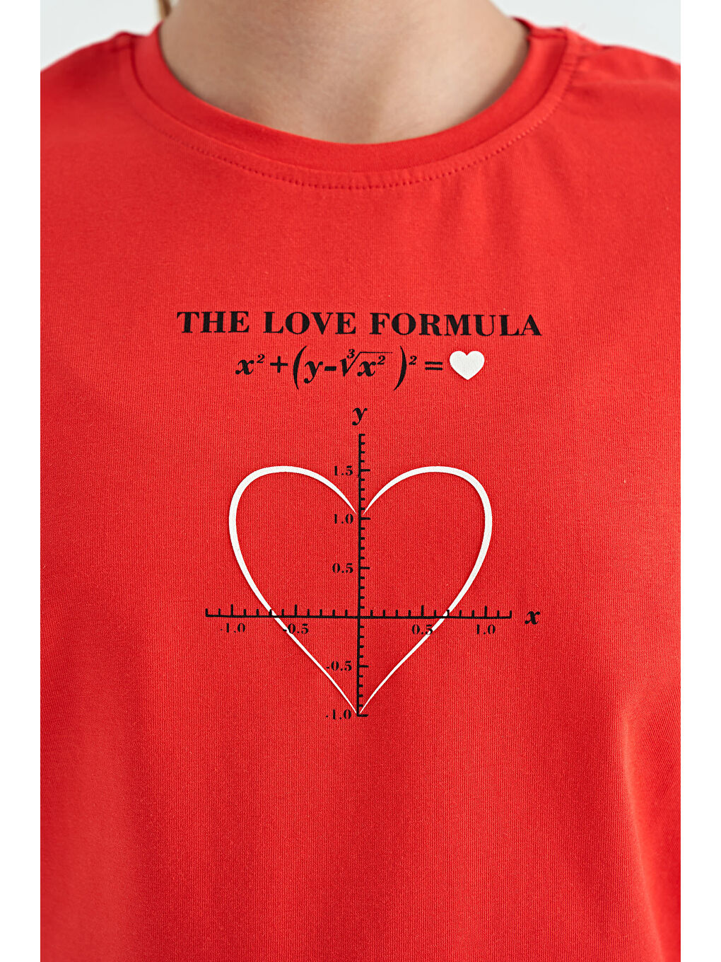 Kırmızı Fiesta O Yaka Baskı Detaylı Rahat Kalıp Kız Çocuk Tişört - 75129-2