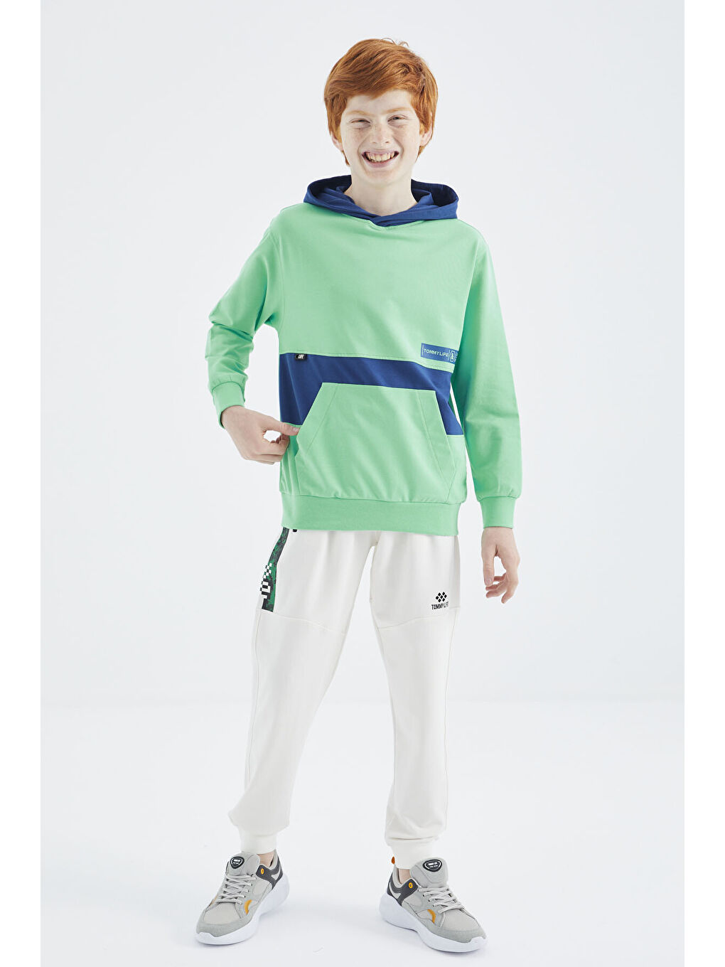 Turkuaz Su Yeşili Standart Kalıp Erkek Çocuk Sweatshirt - 11179-3