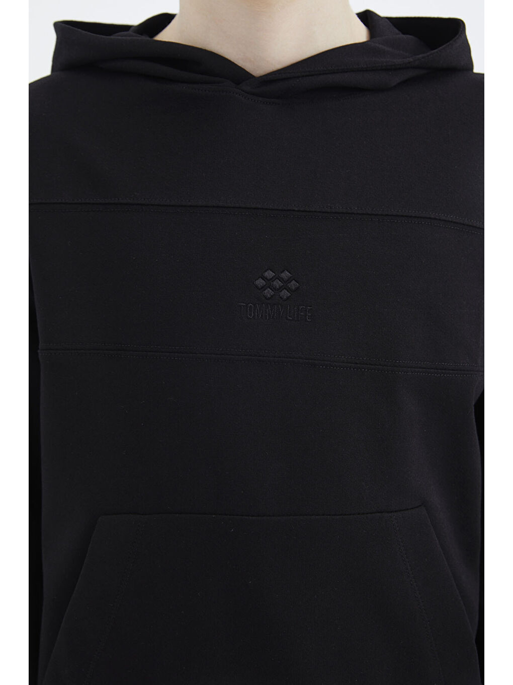 Siyah Kapüşonlu Basic Erkek Çocuk Sweatshirt   11181-2