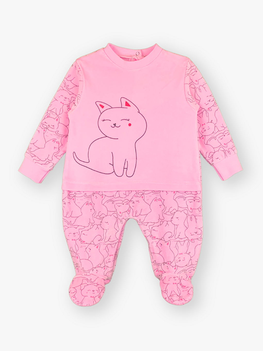 Pembe Bisiklet Yaka Uzun Kollu Kız Bebek Tulum