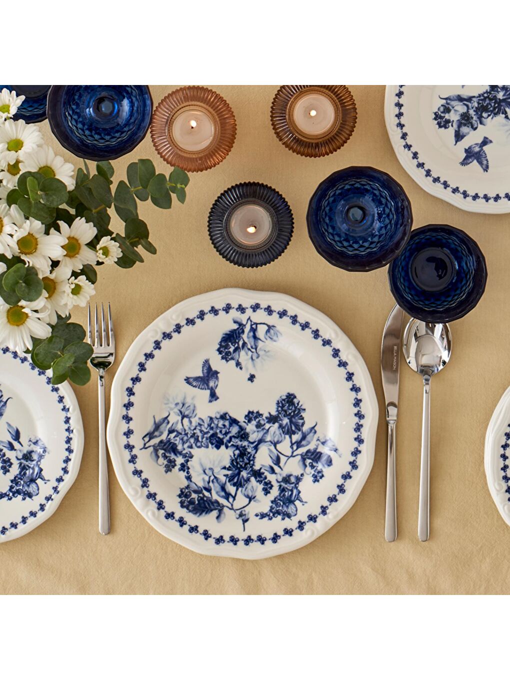 Vanessa Porselen 24 Parça 6 Kişilik Yemek Takımı Mavi-2
