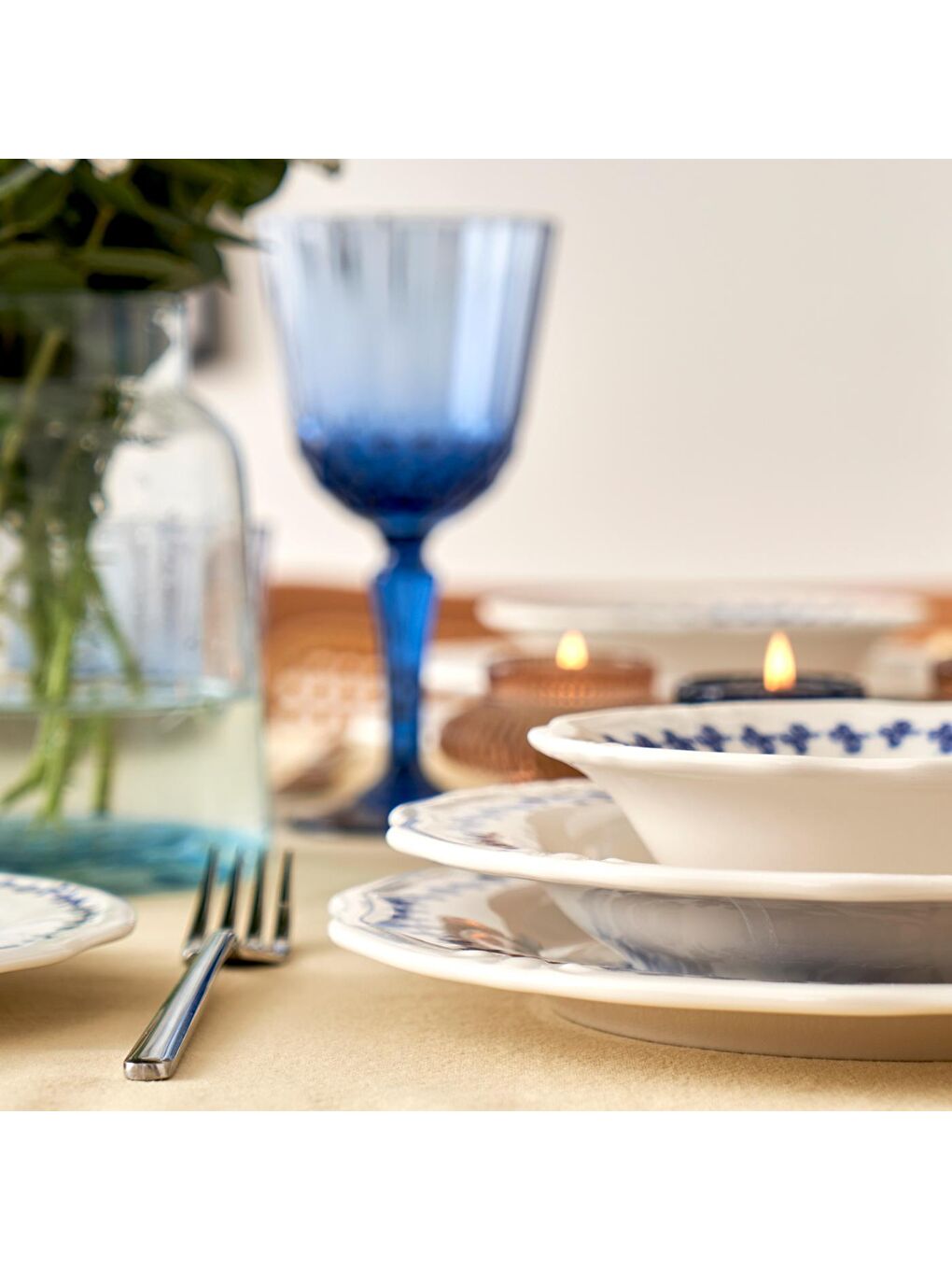 Vanessa Porselen 24 Parça 6 Kişilik Yemek Takımı Mavi-3