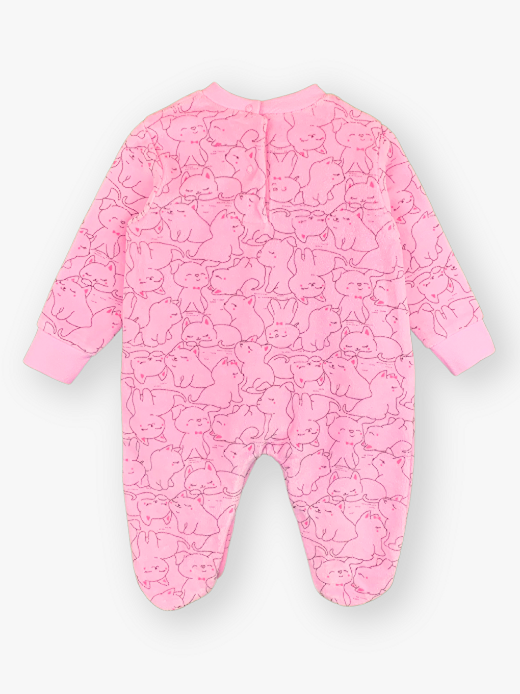 Pembe Bisiklet Yaka Uzun Kollu Kız Bebek Tulum-1