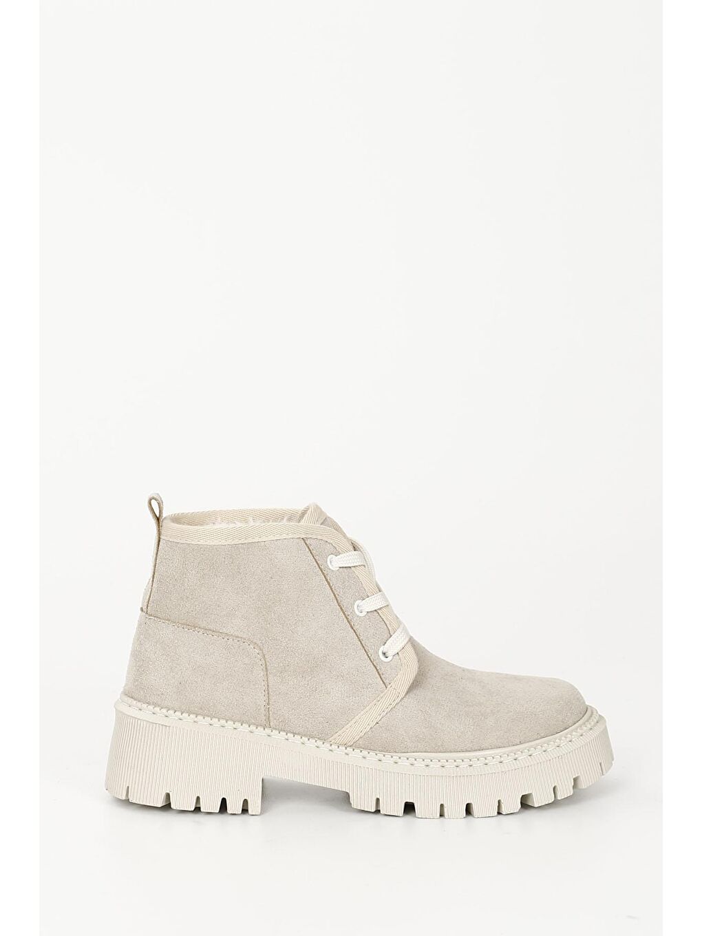 Bej BEJ  Yuvarlak Burun Topuklu Bağcıklı Kadın Günlük Bot 34041-3