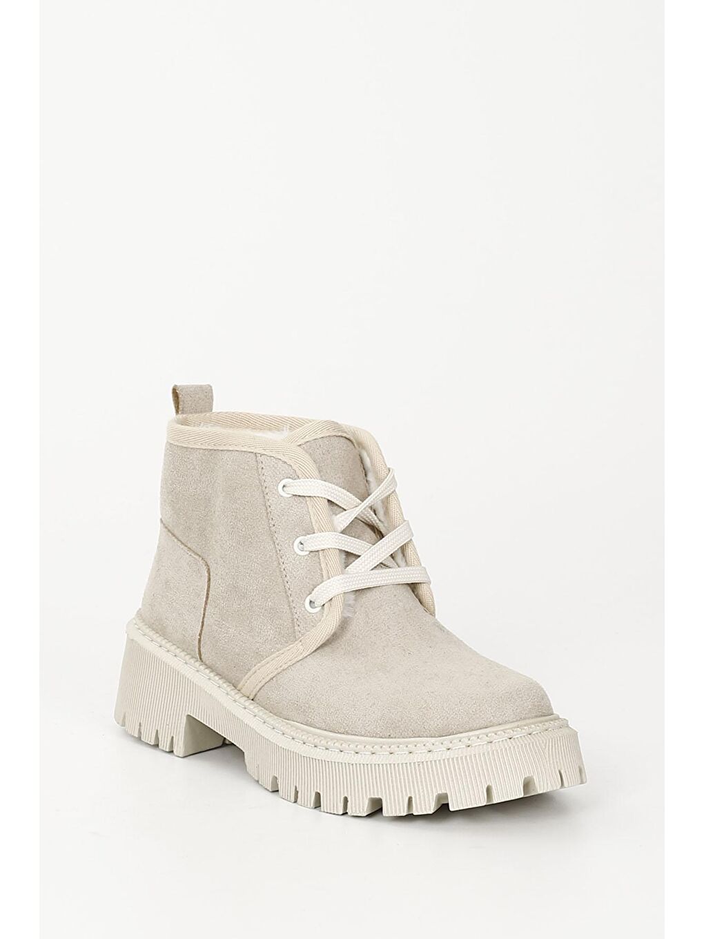 Bej BEJ  Yuvarlak Burun Topuklu Bağcıklı Kadın Günlük Bot 34041-4