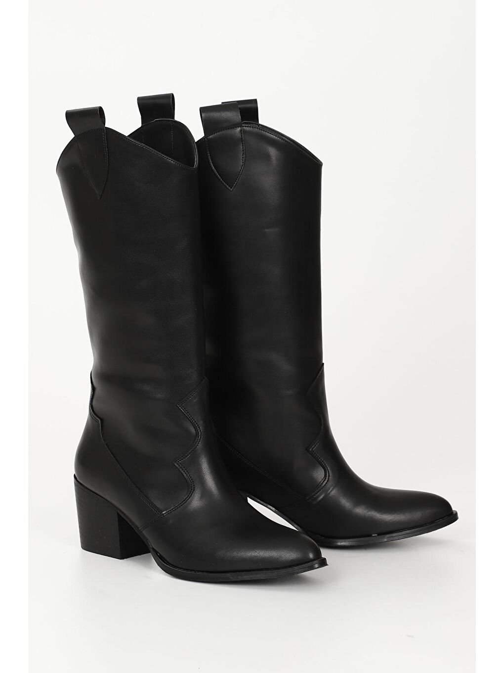 Siyah SİYAH  Sivri Burun Topuklu Western Kovboy Kadın Günlük Çizme 34036