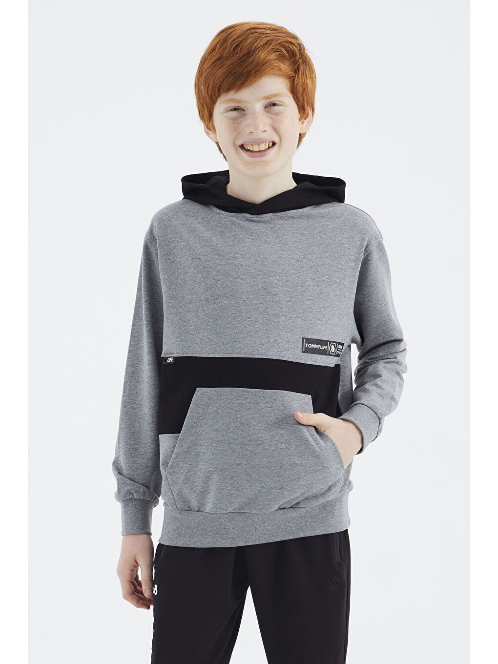 Gri Melanj Standart Kalıp Erkek Çocuk Sweatshirt - 11179