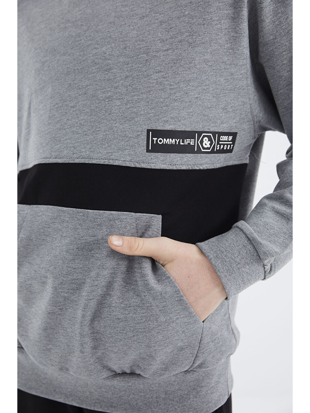 Gri Melanj Standart Kalıp Erkek Çocuk Sweatshirt - 11179-1