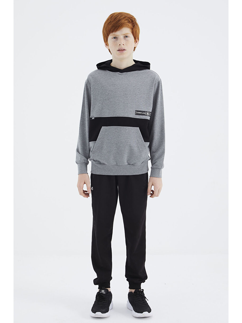 Gri Melanj Standart Kalıp Erkek Çocuk Sweatshirt - 11179-3