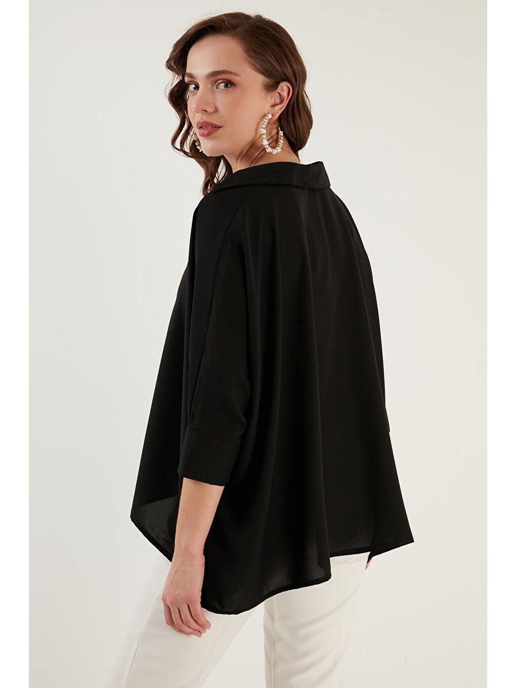 Siyah Truvakar Kol Oversize Gömlek 6051970-4