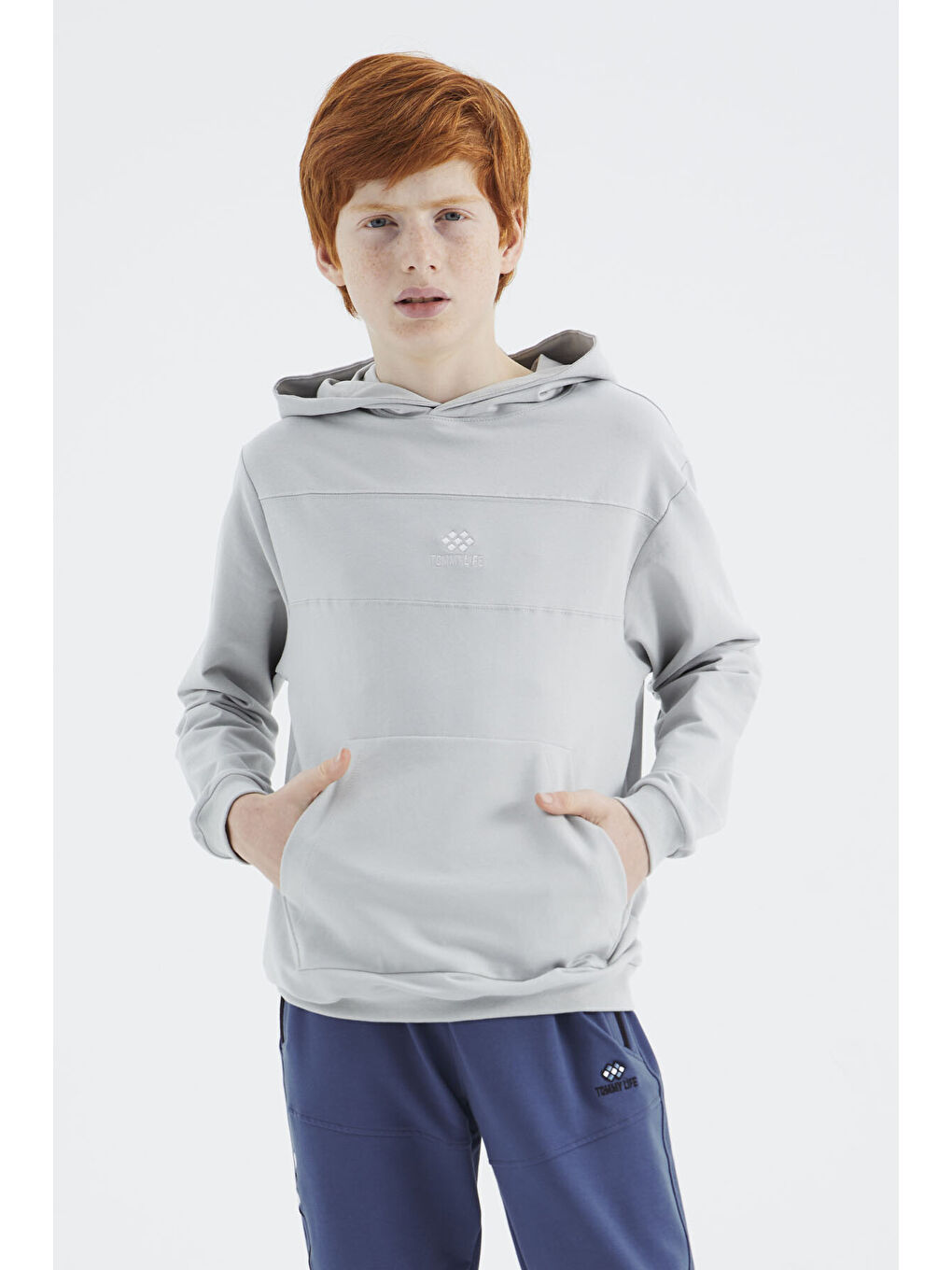 Bej Taş Kapüşonlu Basic Erkek Çocuk Sweatshirt   11181-5