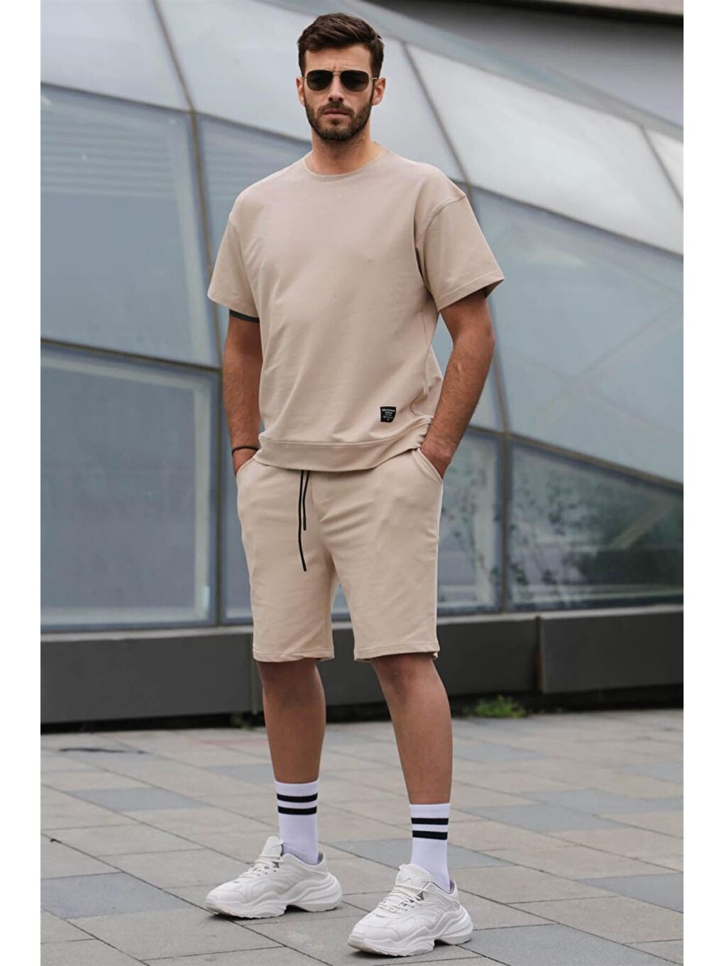 Bej Regular Fit Erkek Şort Takım 5915