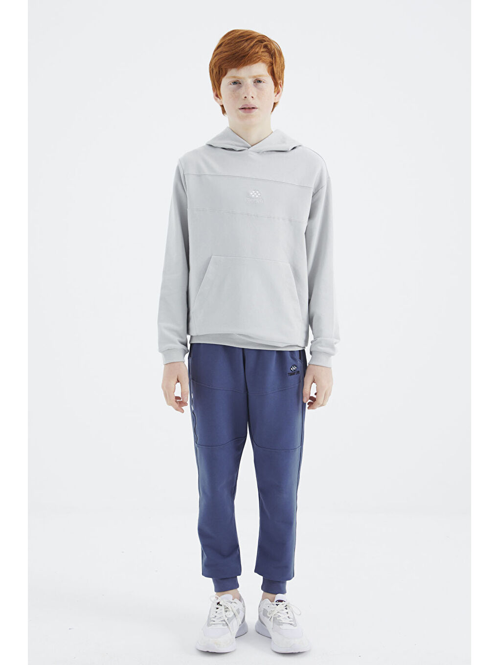 Bej Taş Kapüşonlu Basic Erkek Çocuk Sweatshirt   11181-8