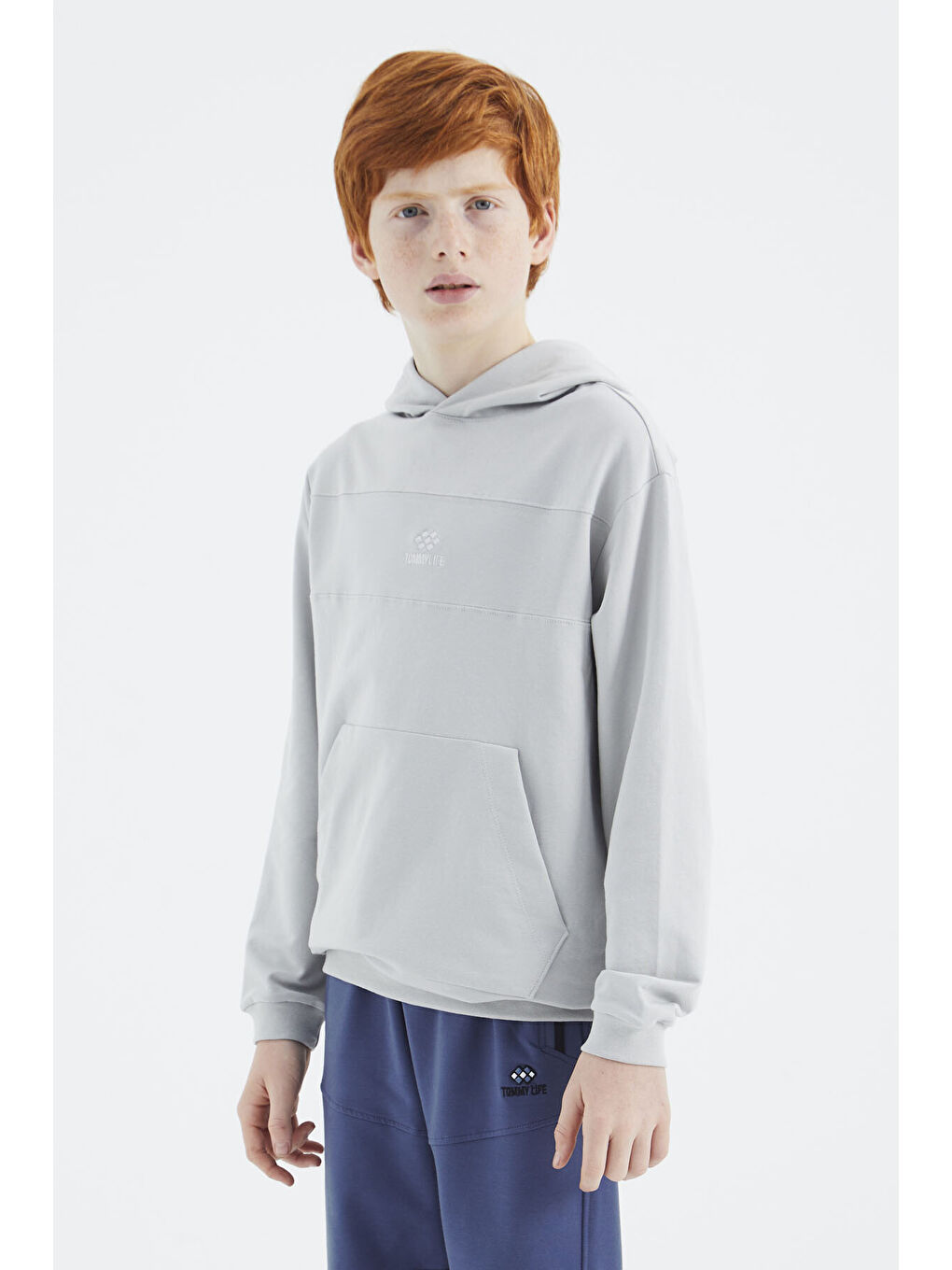 Bej Taş Kapüşonlu Basic Erkek Çocuk Sweatshirt   11181-9