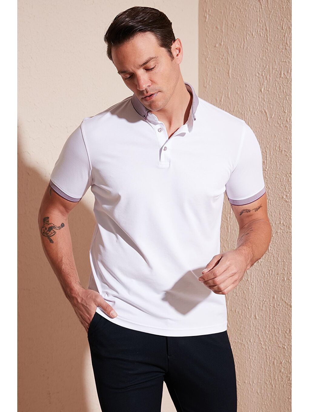 Buratti Açık Lila Pamuklu Slim Fit Polo T Shirt 646R4560