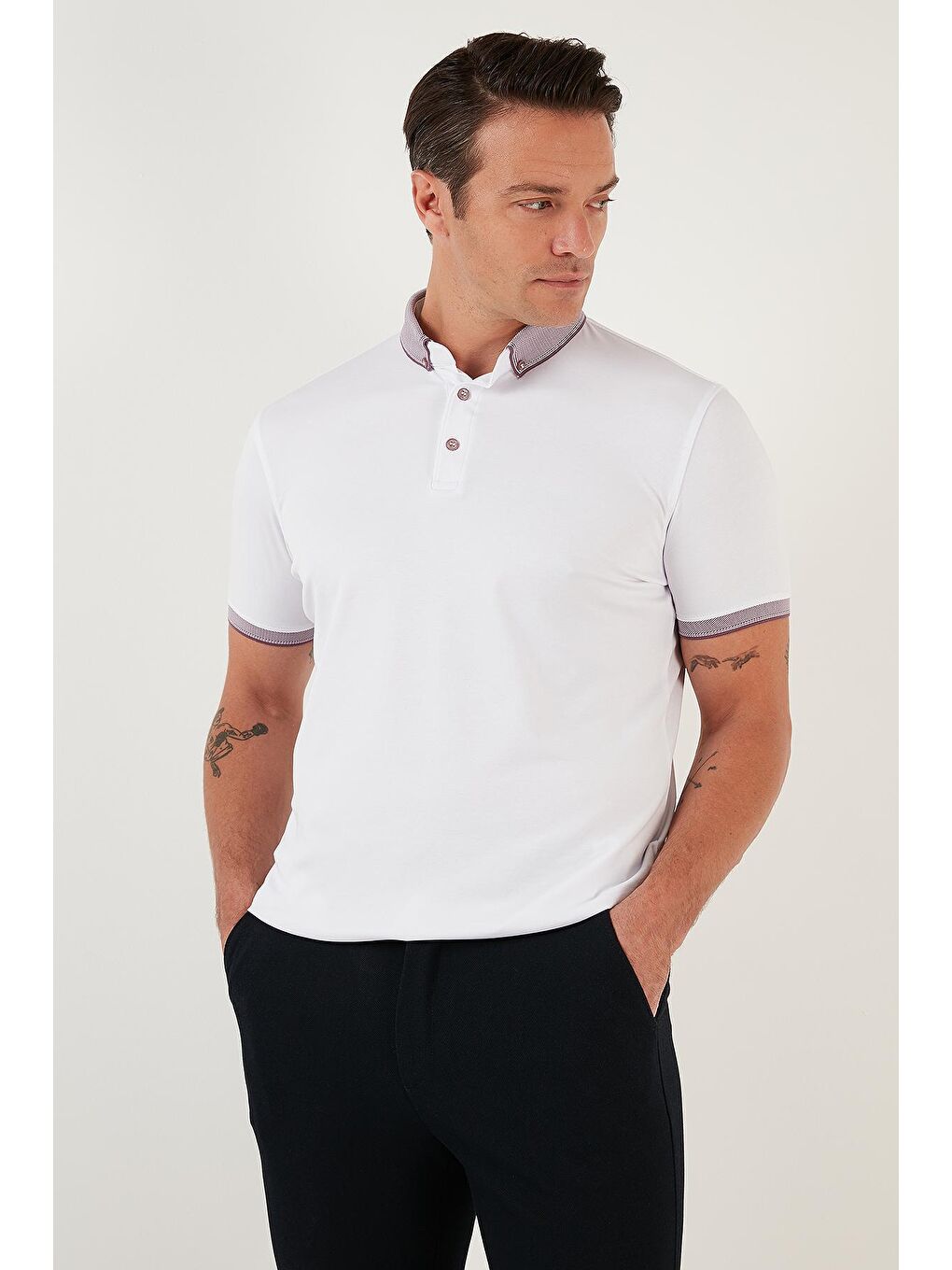 Buratti Açık Lila Pamuklu Slim Fit Polo T Shirt 646R4560 - 1