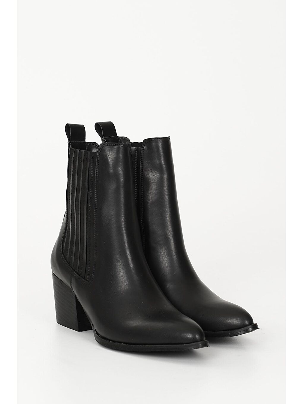 Siyah SİYAH  Sivri Burun Topuklu Kadın Günlük Chelsea Bot 34027-1