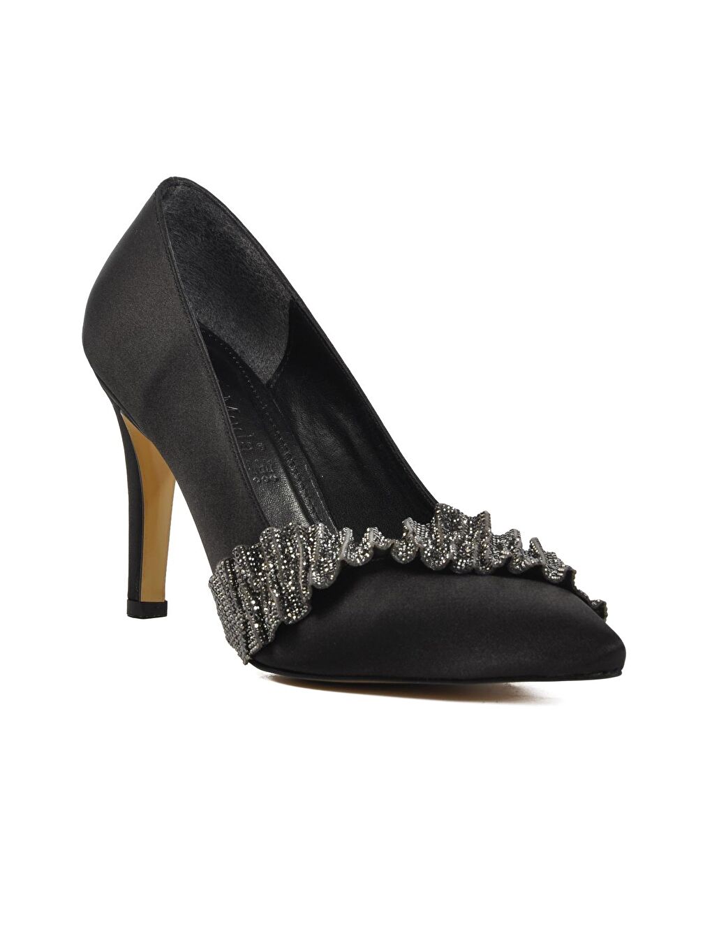 K032 Siyah Saten Kadın Abiye Ayakkabı-2