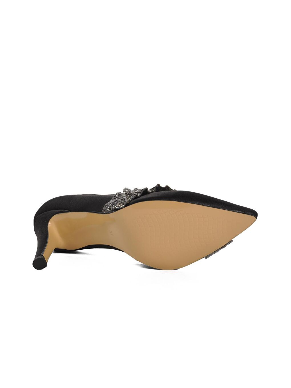 K032 Siyah Saten Kadın Abiye Ayakkabı-4