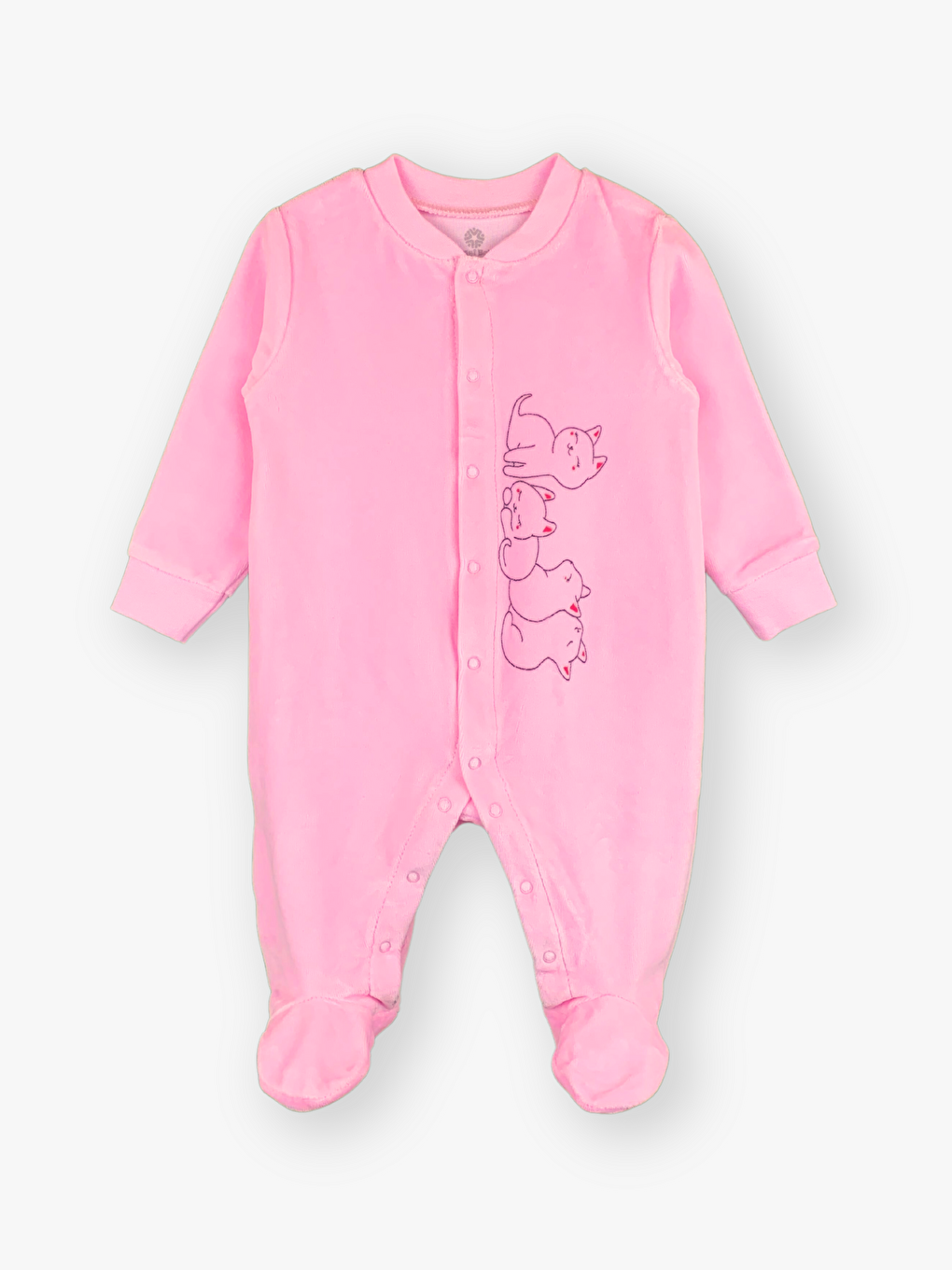 Pembe Bisiklet Yaka Uzun Kollu Kız Bebek Tulum