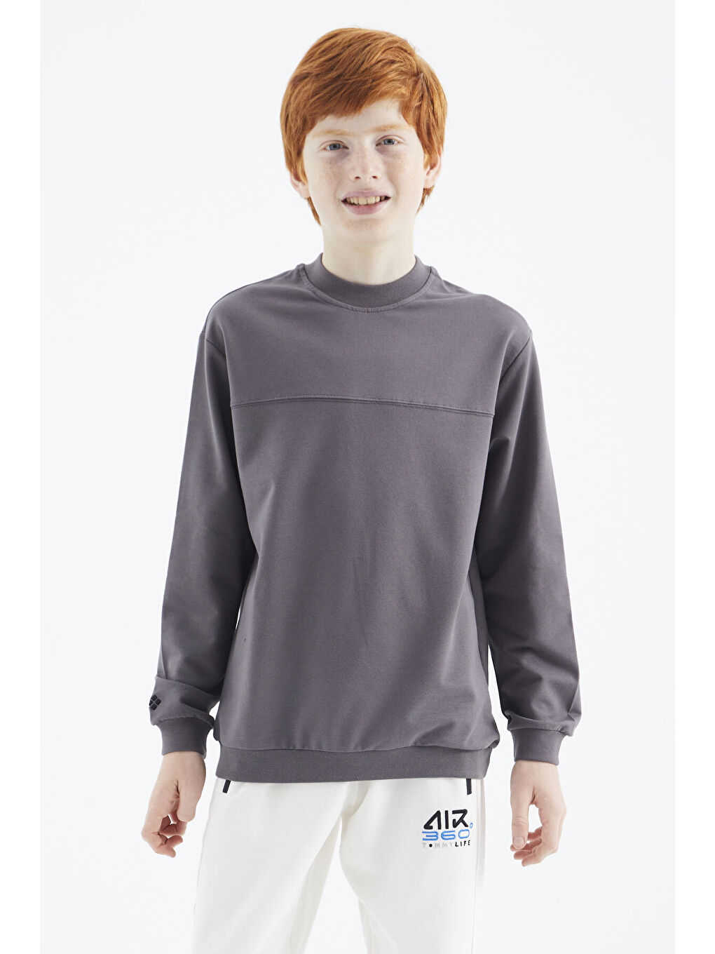 Koyu Gri Basic Erkek Çocuk Sweatshirt - 11173