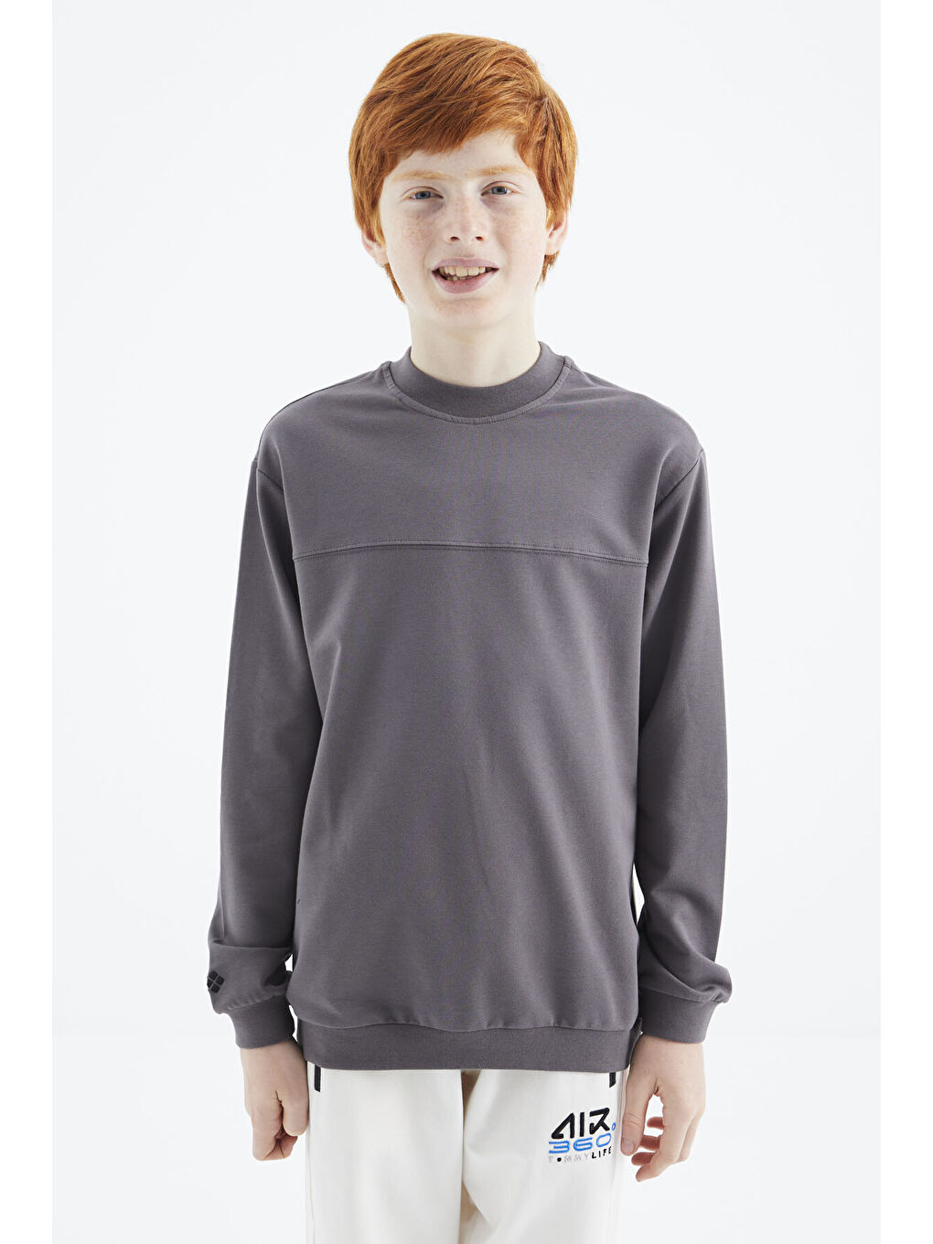 Koyu Gri Basic Erkek Çocuk Sweatshirt - 11173-1