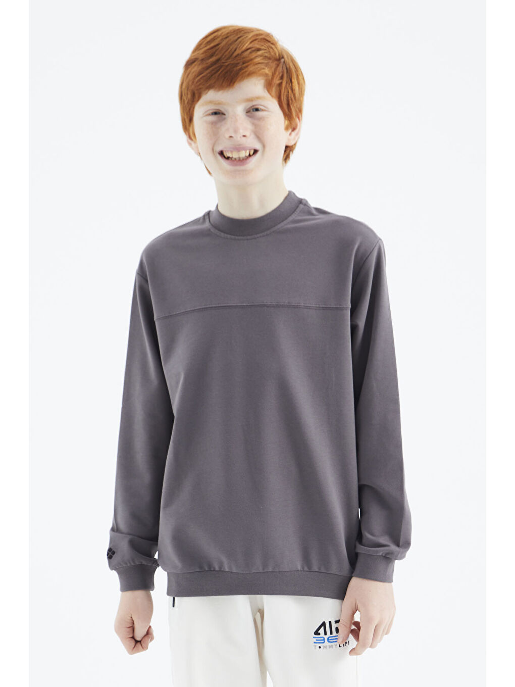 Koyu Gri Basic Erkek Çocuk Sweatshirt - 11173-3
