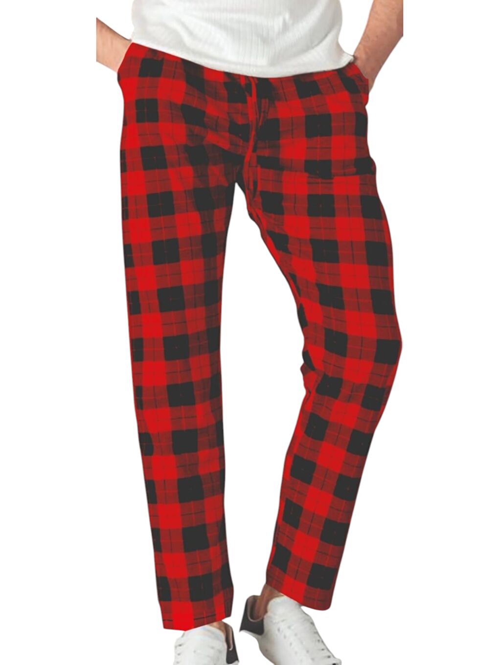 Kırmızı Standart Kalıp Ekose Pijama Alt