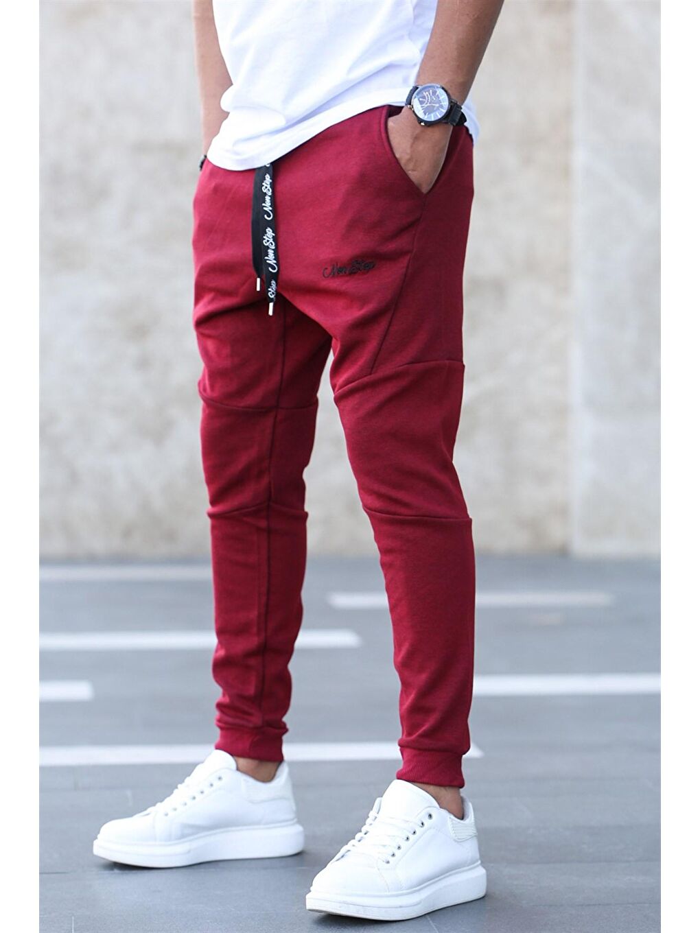 Baskılı Bordo Eşofman Altı 2711-1