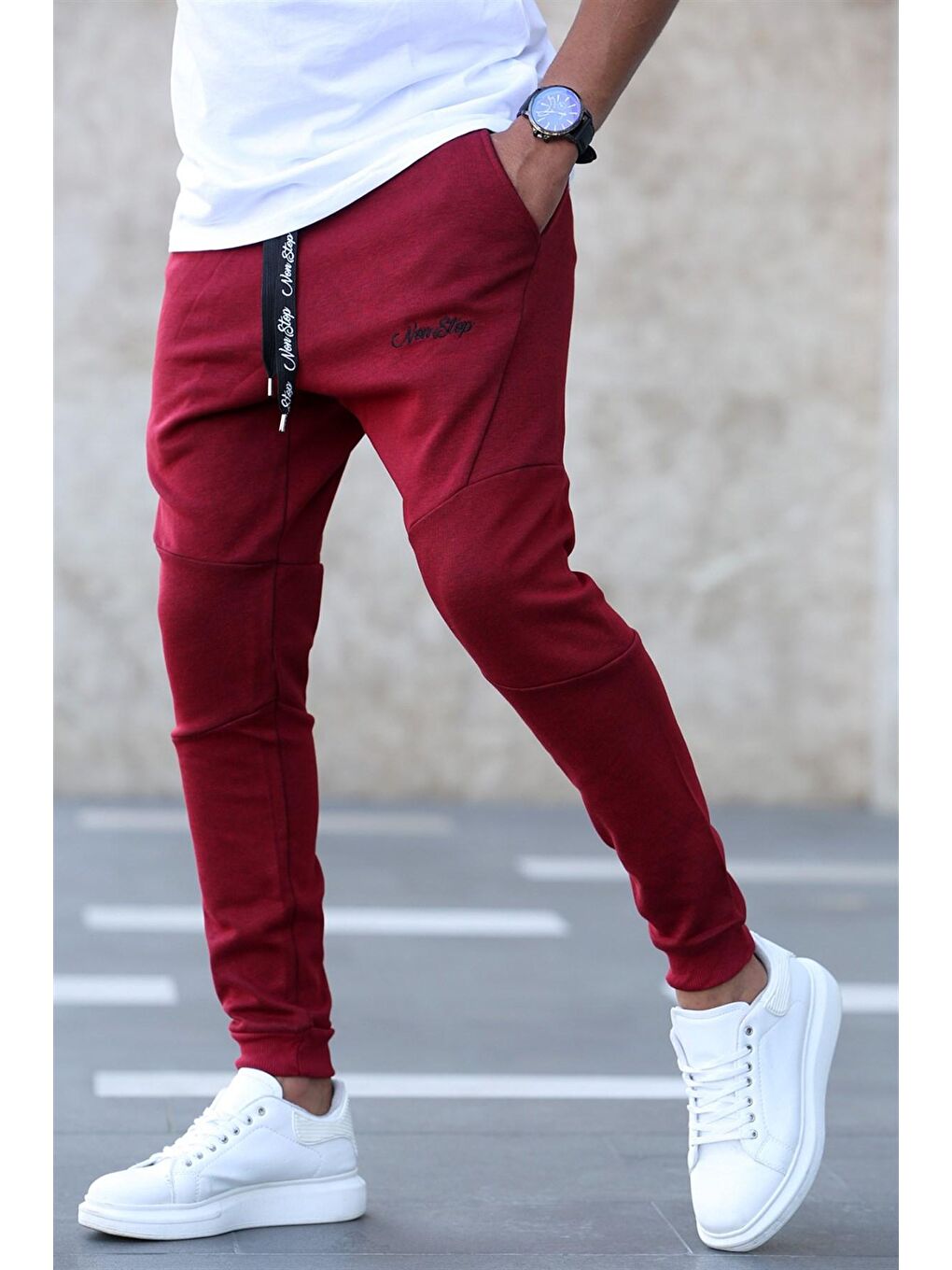 Baskılı Bordo Eşofman Altı 2711-2