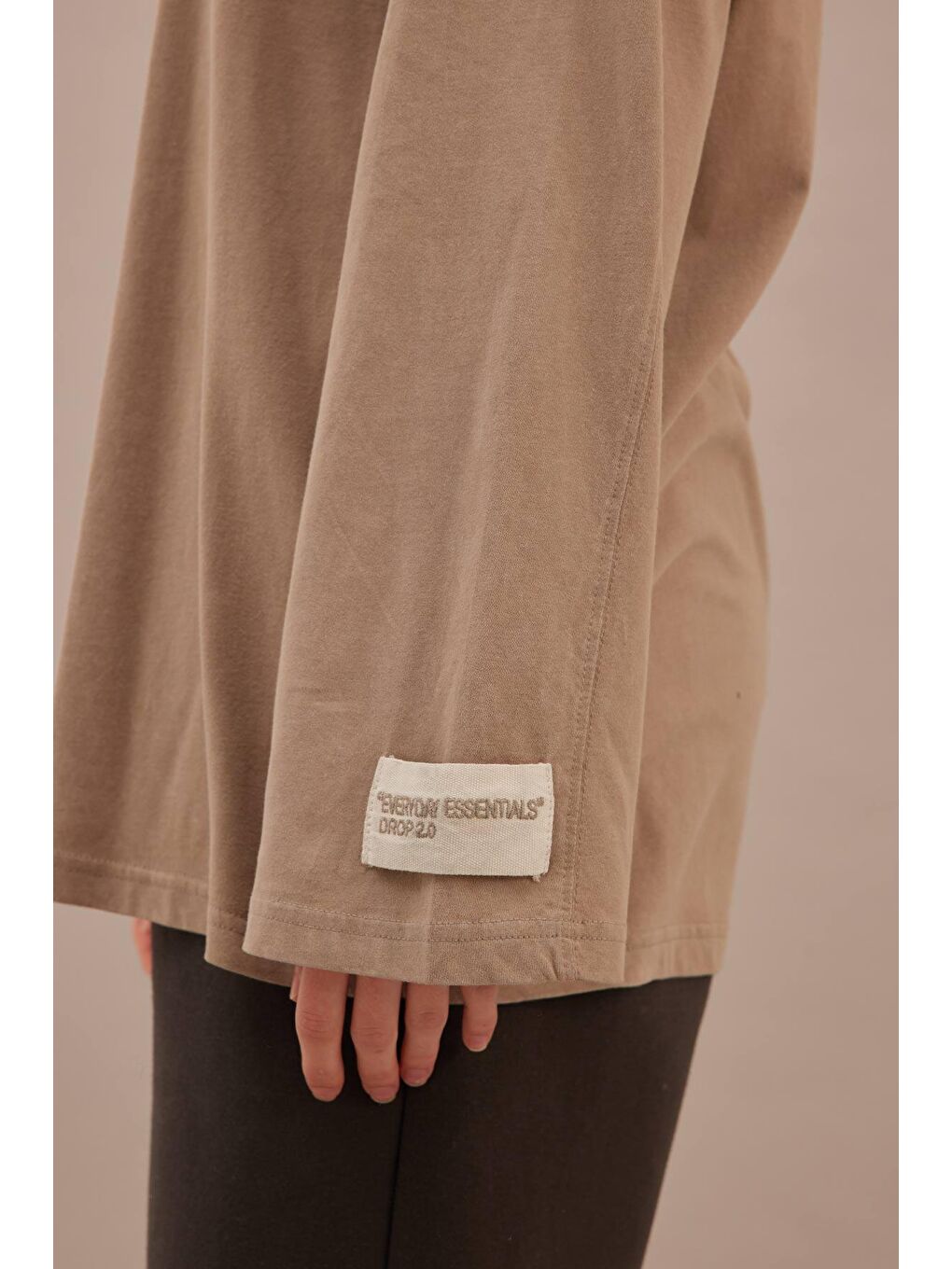 Bej Soluk Efektli Oversize Sweatshırt Taş-4