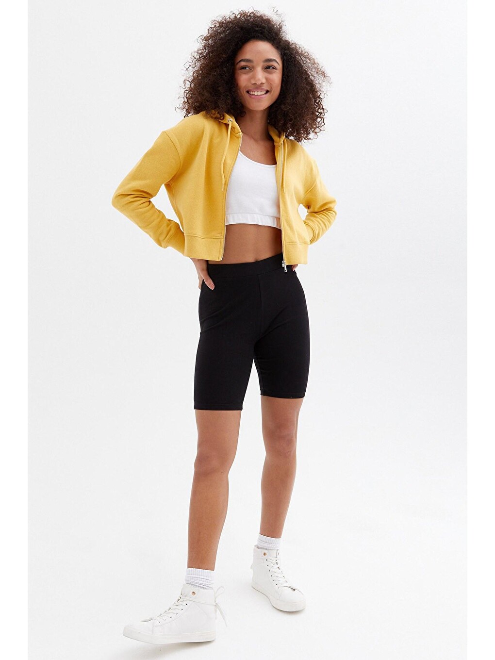 Sarı Crop Sweatshirt Mg1355-2