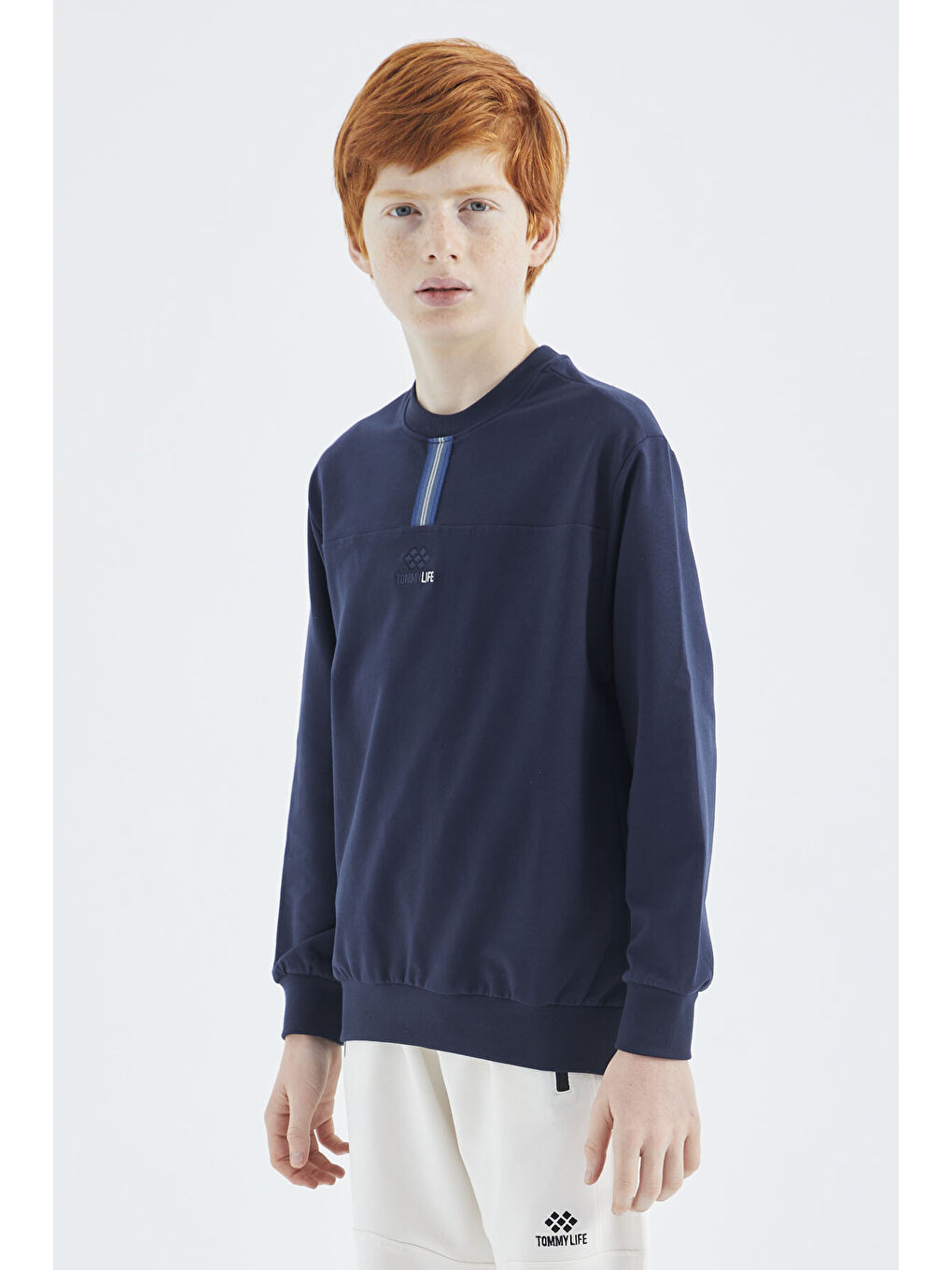 İndigo O Yaka Erkek Çocuk Sweatshirt - 11178-3