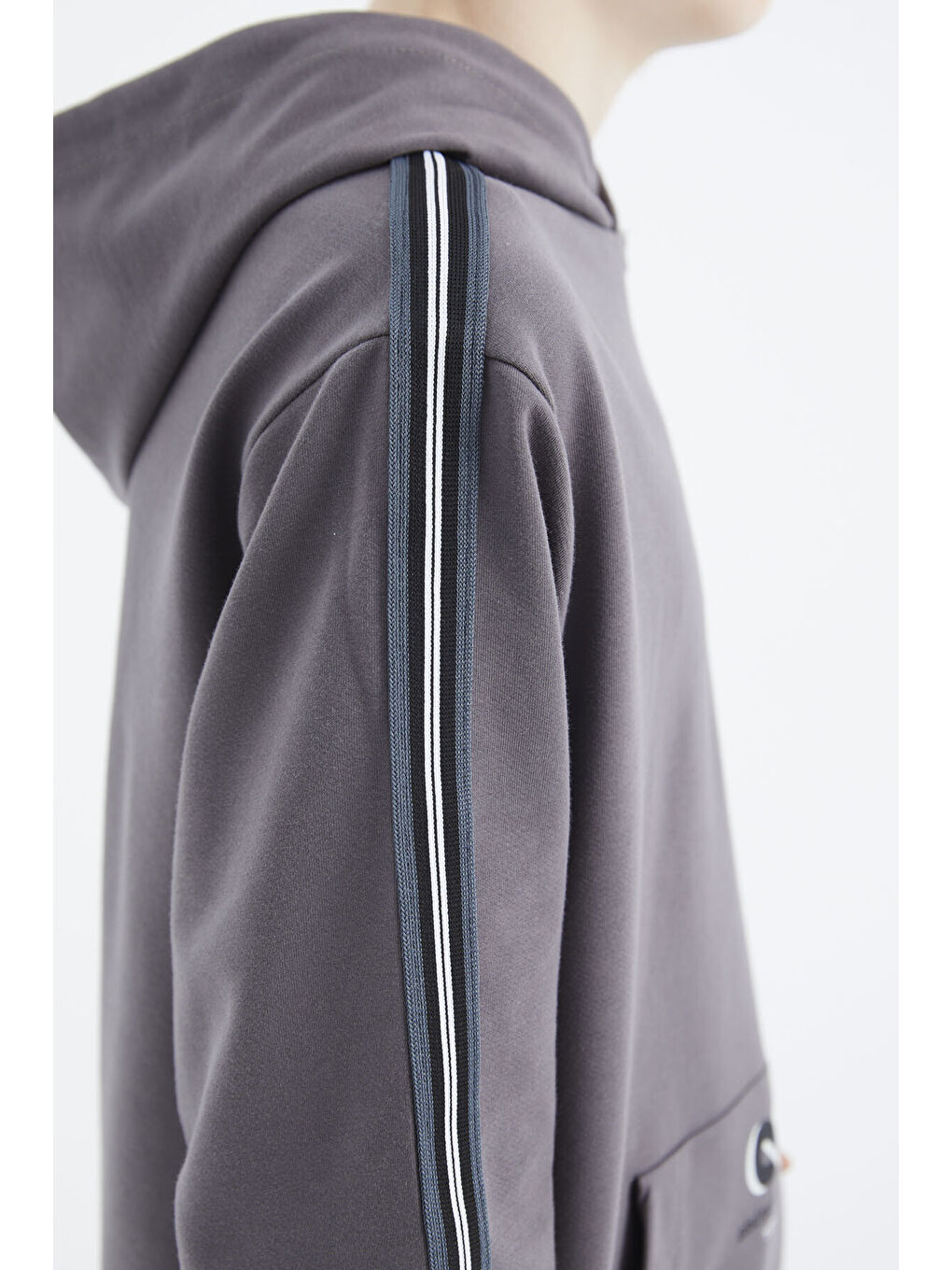 Koyu Gri Kanguru Cepli Erkek Çocuk Sweatshirt - 11176-2