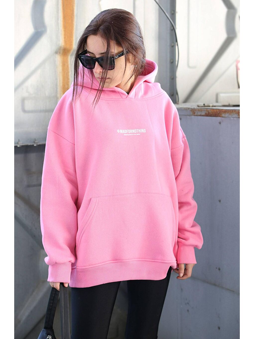 Madmext Pembe Baskılı Oversize Sweatshirt MG1287 - 1