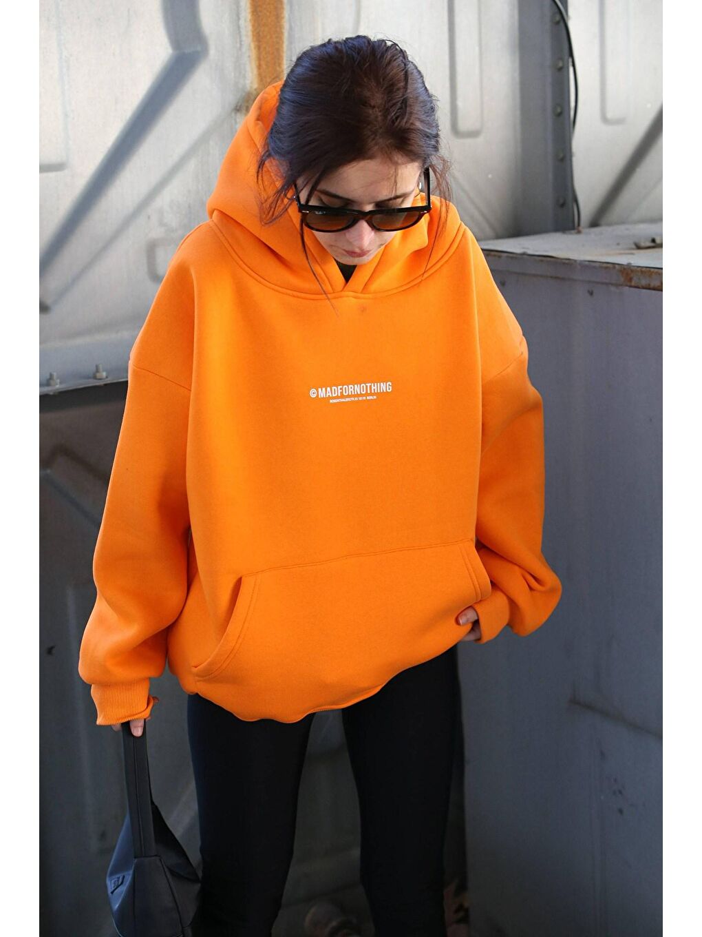 Madmext Turuncu Baskılı Oversize Sweatshirt MG1287 - 1