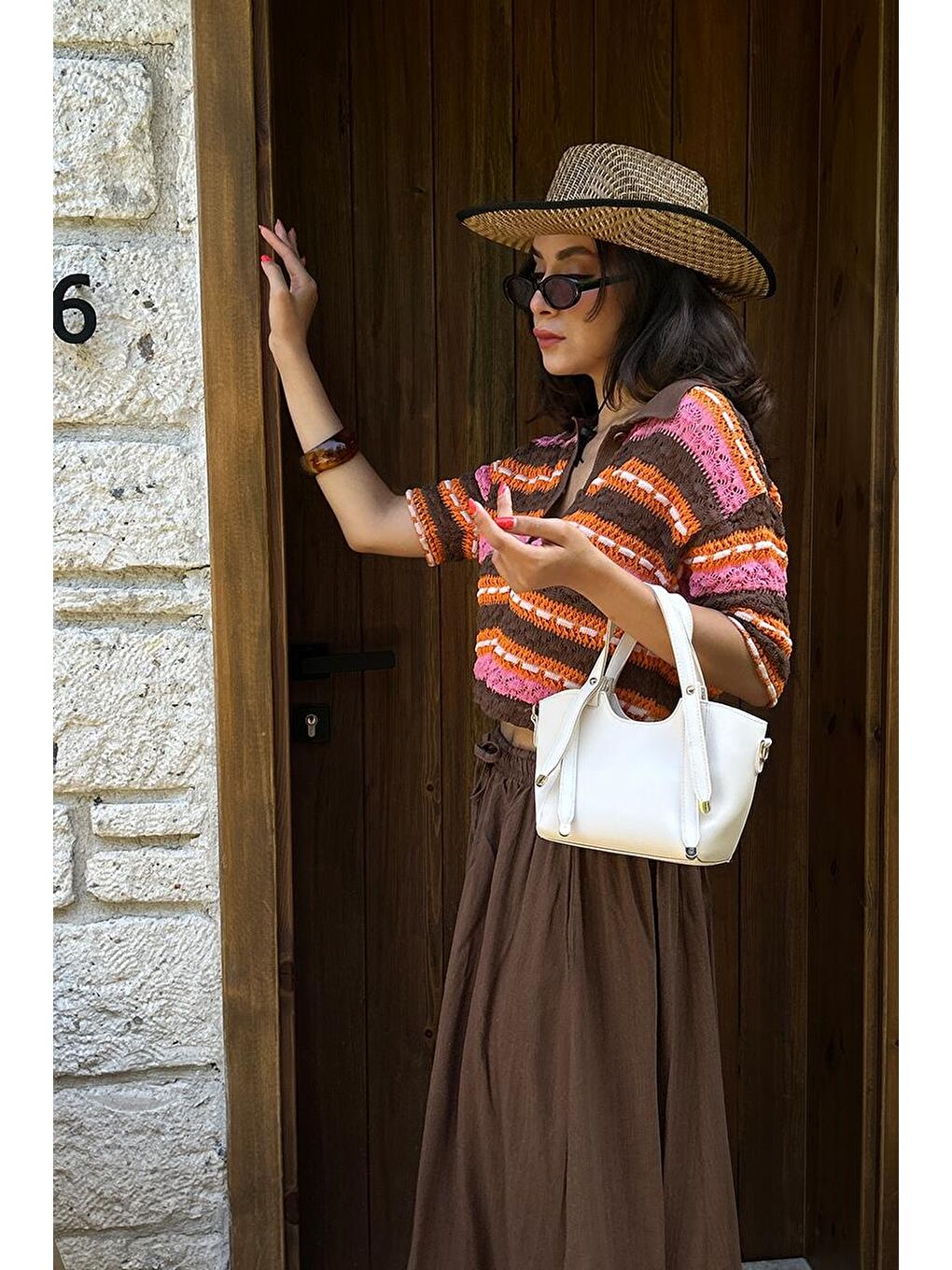 Ekru Pureline El Ve Çapraz Çanta Krem-6