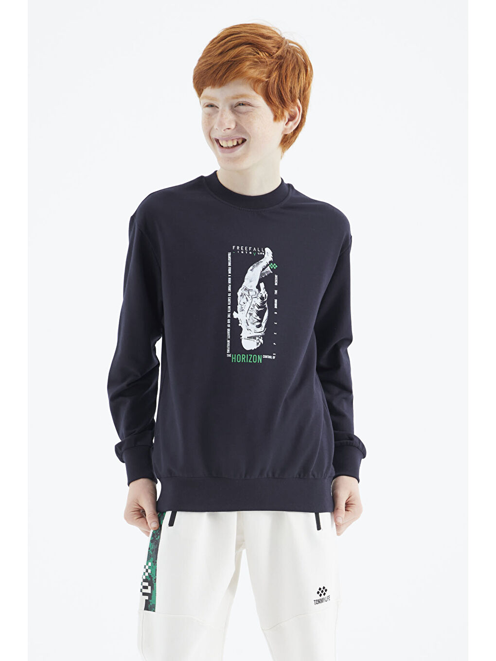 Lacivert Baskılı Erkek Çocuk Sweatshirt - 11174