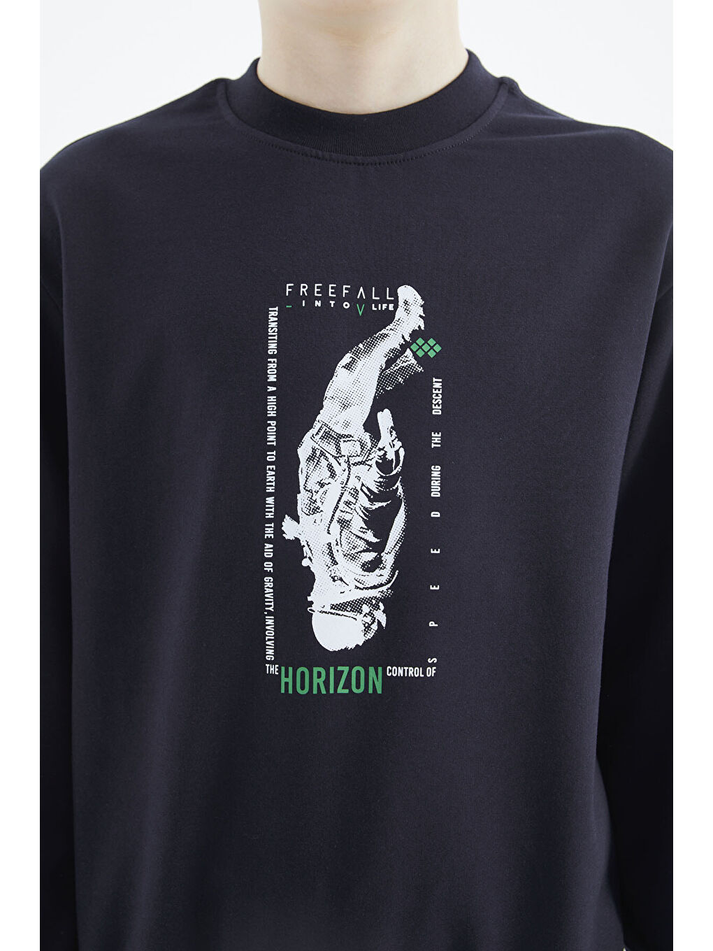 Lacivert Baskılı Erkek Çocuk Sweatshirt - 11174-2