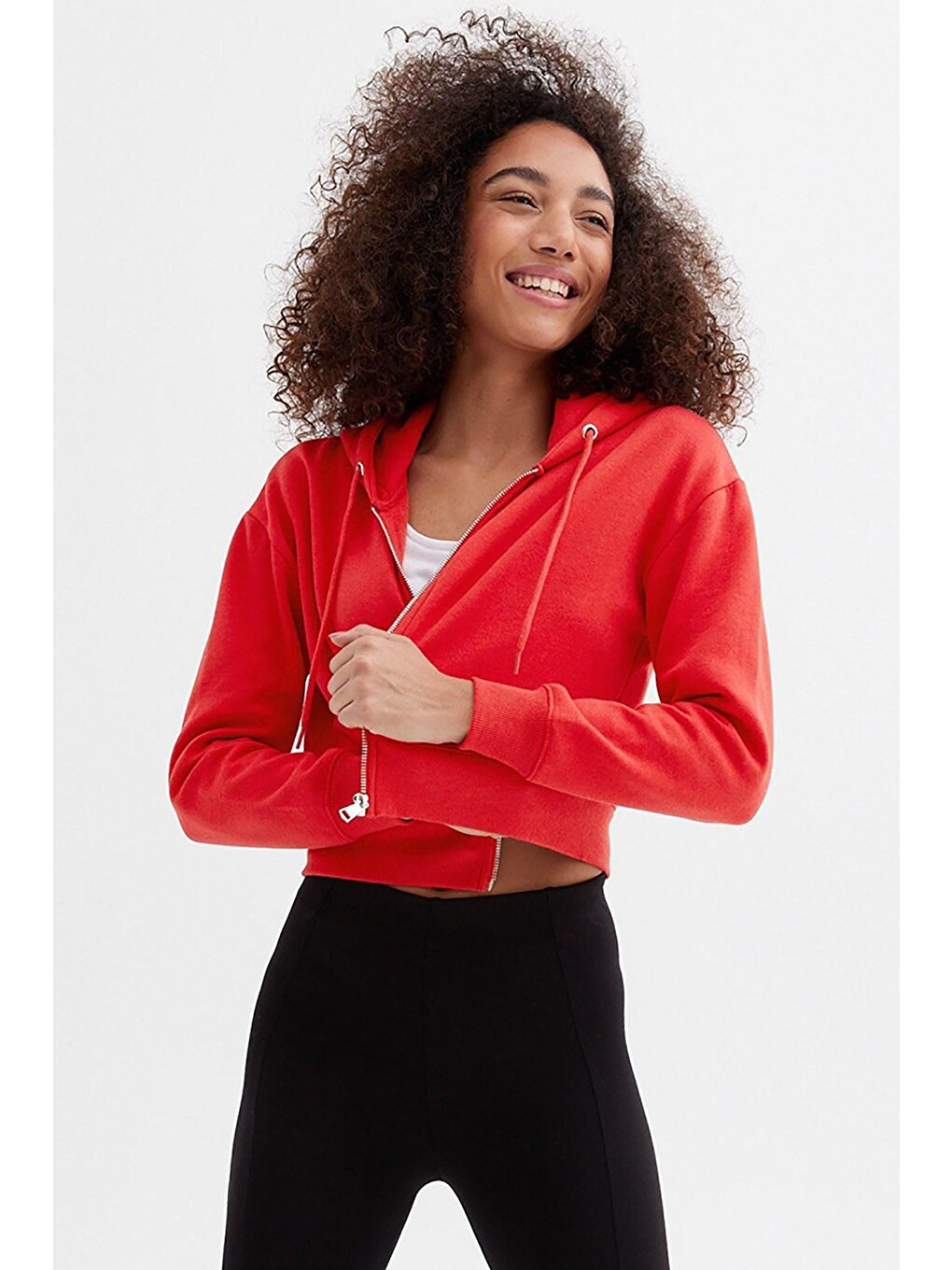 Kırmızı Crop Sweatshirt Mg1355