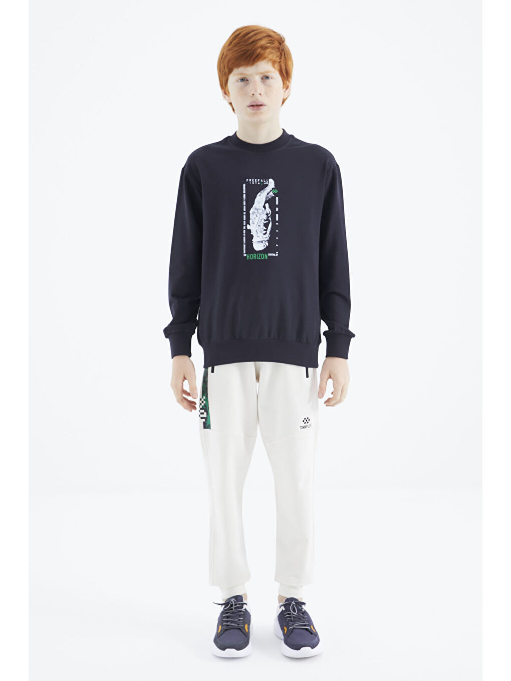 Lacivert Baskılı Erkek Çocuk Sweatshirt - 11174-3