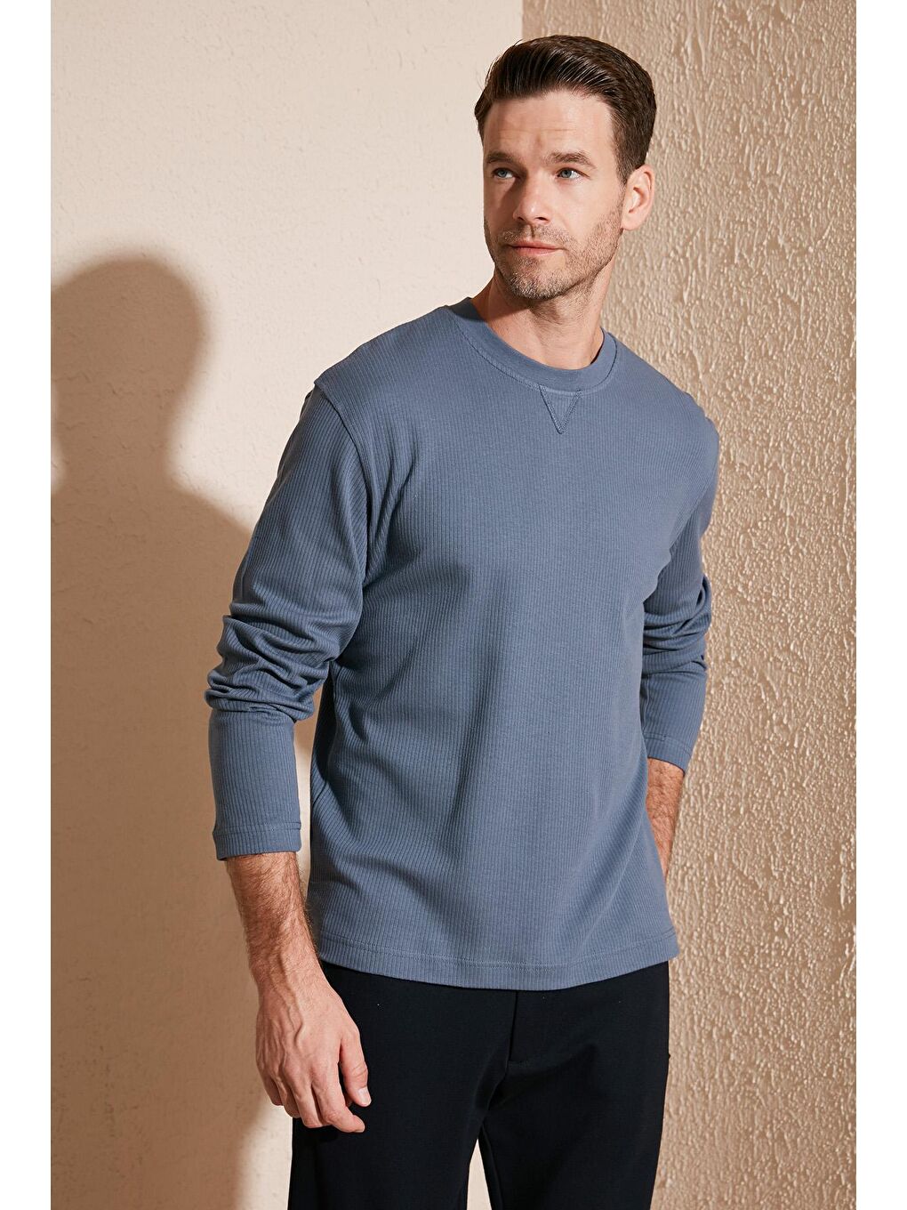 Buratti Mavi % 100 Pamuklu Bisiklet Yaka Regular Fit Sweatshirt 5905503