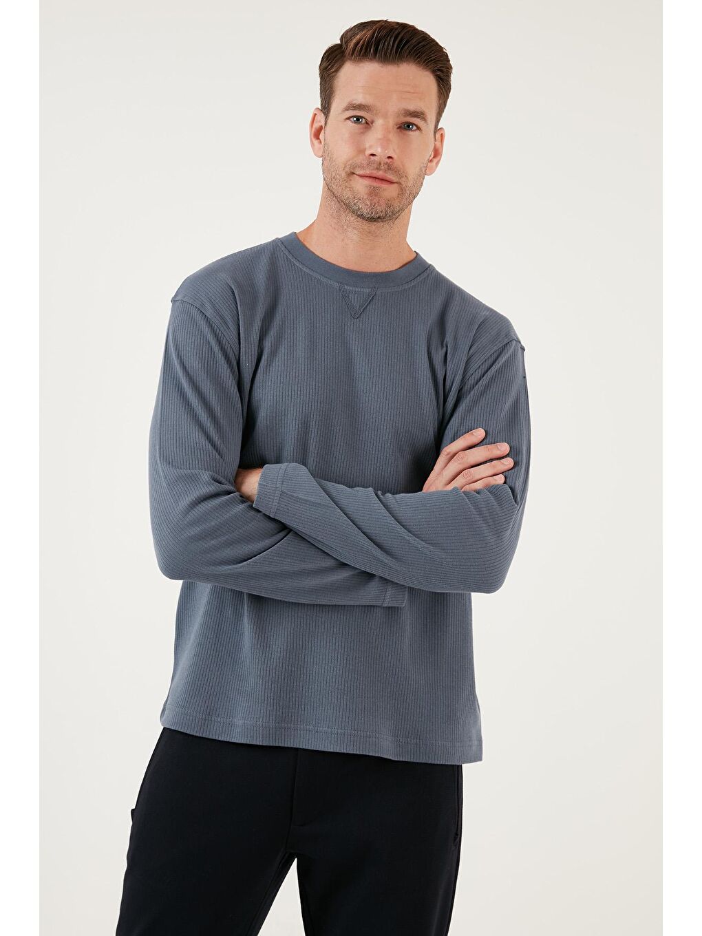 Buratti Mavi % 100 Pamuklu Bisiklet Yaka Regular Fit Sweatshirt 5905503 - 2