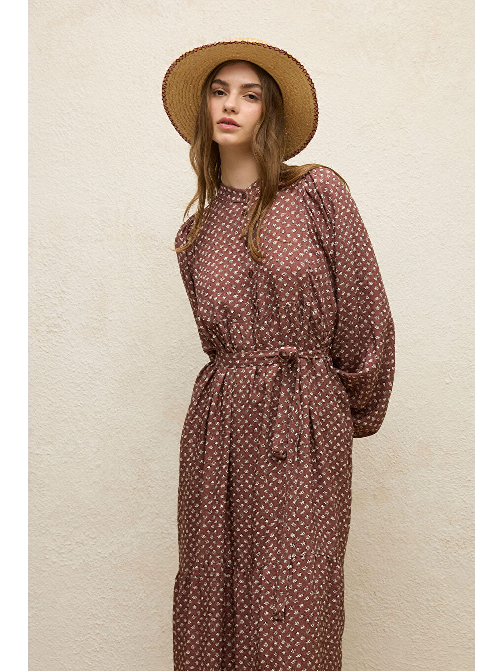 Karışık Viskon Balon Kol Elbise Çıtır Çiçek-2