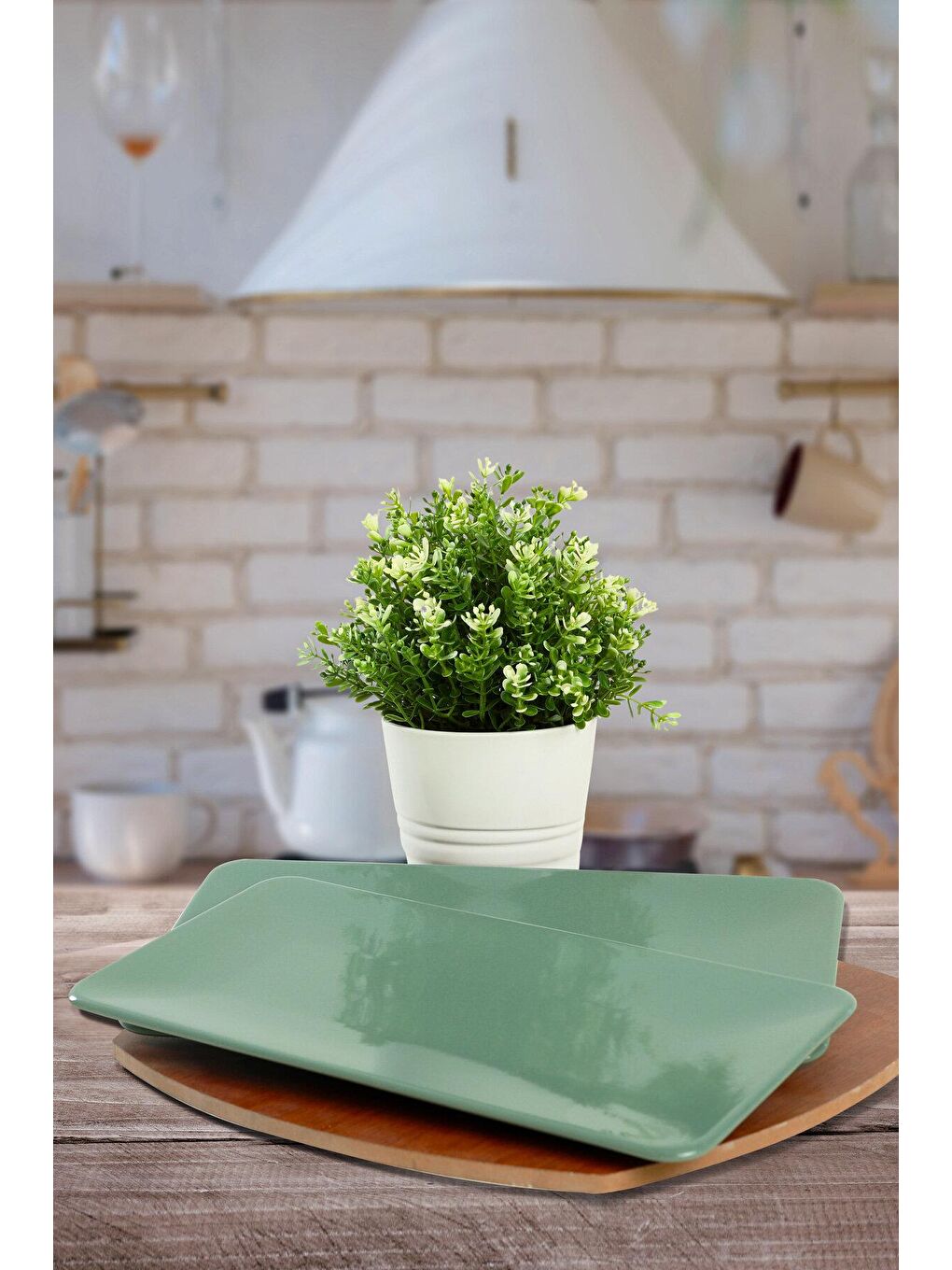 Yeşil Siera Kayık Tabak 33*17 Cm 2 Adet
