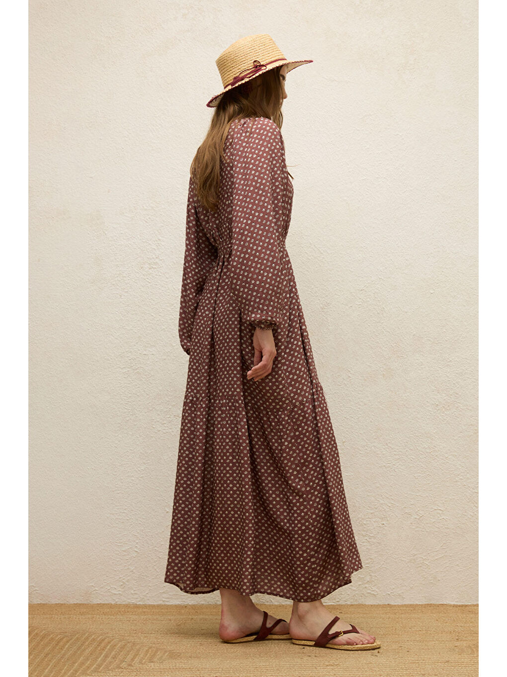 Karışık Viskon Balon Kol Elbise Çıtır Çiçek-5